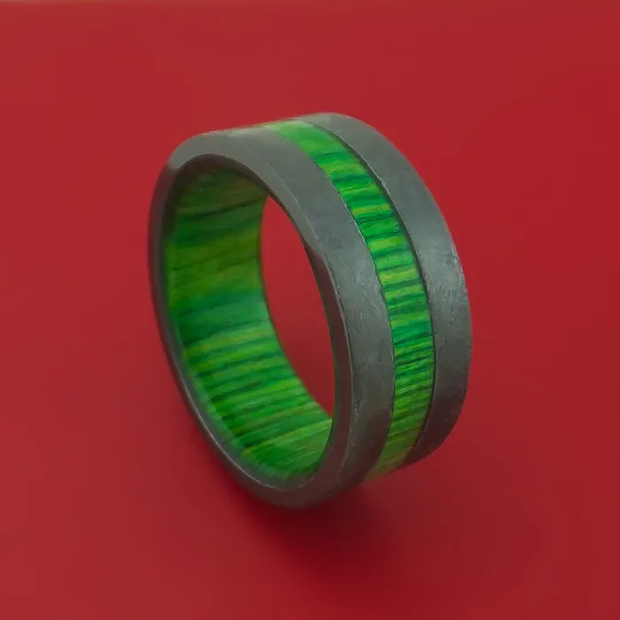 Lashbrook Rings Black Zirconium Ring with Hardwood Inlay and Interior Hardwood Sleeve Custom Made Band Lashbrook Rings Black Zirconium Ring with Hardwood Inlay and Interior Hardwood Sleeve Custom Made Band