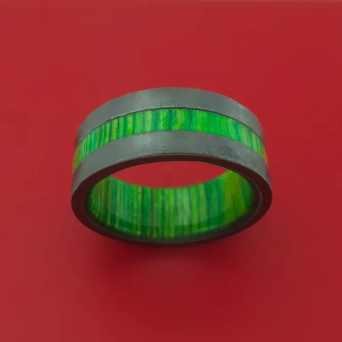 Lashbrook Rings Black Zirconium Ring with Hardwood Inlay and Interior Hardwood Sleeve Custom Made Band Lashbrook Rings Black Zirconium Ring with Hardwood Inlay and Interior Hardwood Sleeve Custom Made Band