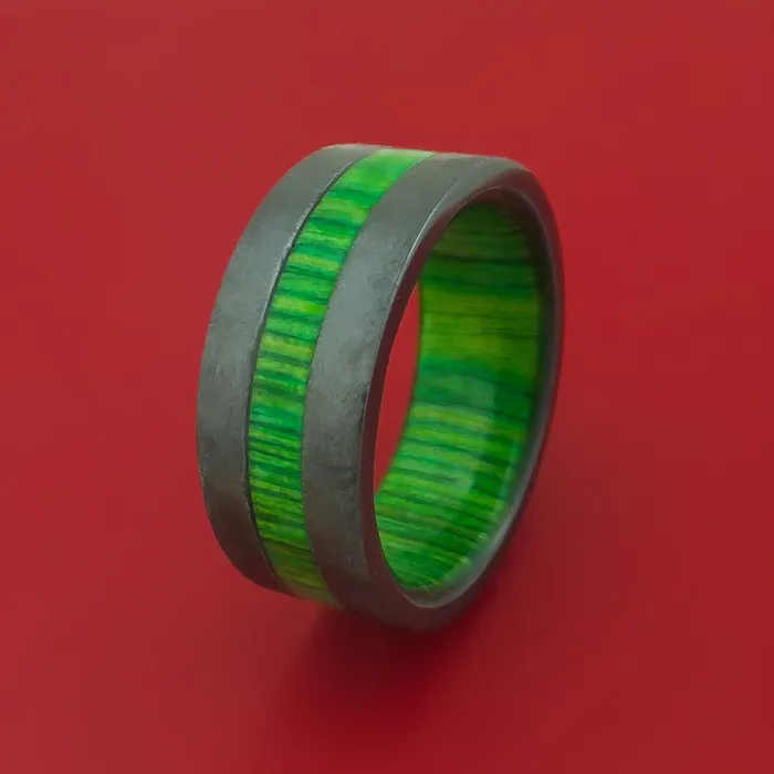 Lashbrook Rings Black Zirconium Ring with Hardwood Inlay and Interior Hardwood Sleeve Custom Made Band Lashbrook Rings Black Zirconium Ring with Hardwood Inlay and Interior Hardwood Sleeve Custom Made Band