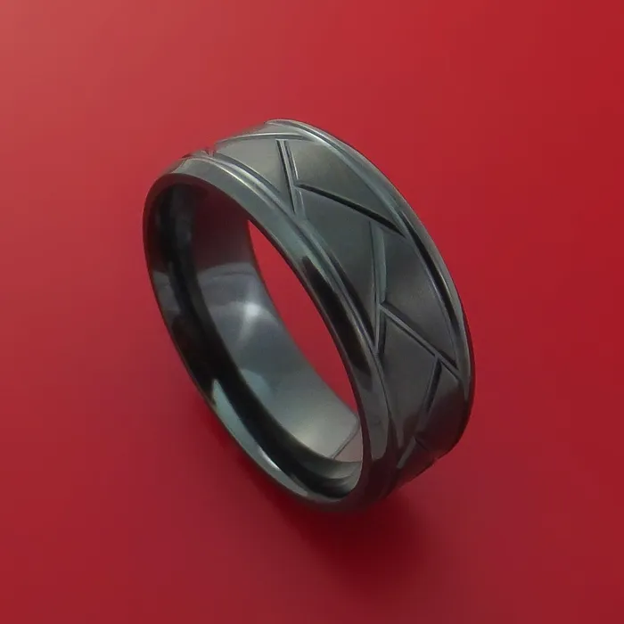 Lashbrook Rings Black Zirconium Satin and Polish Weave Ring Custom Made