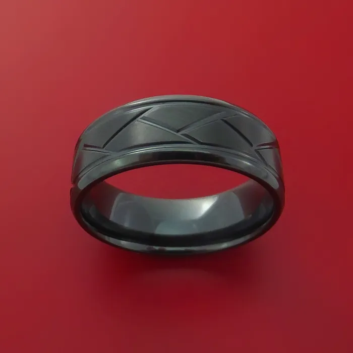Lashbrook Rings Black Zirconium Satin and Polish Weave Ring Custom Made