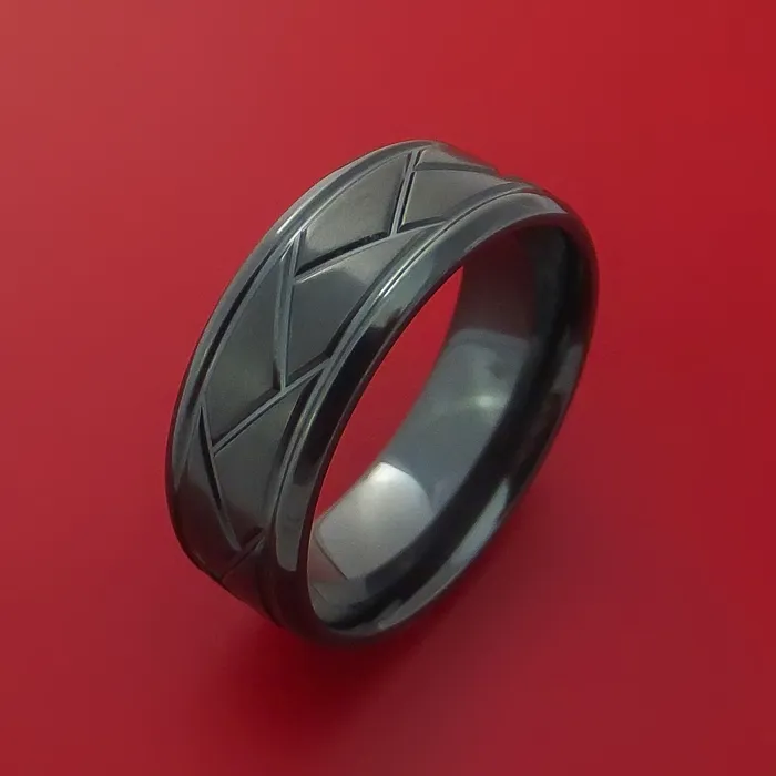 Lashbrook Rings Black Zirconium Satin and Polish Weave Ring Custom Made