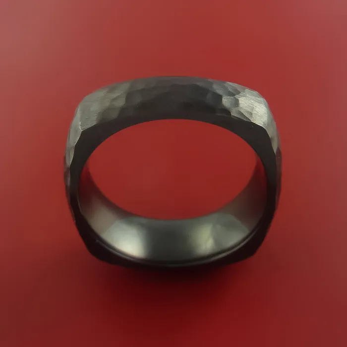 Lashbrook Rings Hammered Black Zirconium Ring Custom Made Band Lashbrook Rings Hammered Black Zirconium Ring Custom Made Band