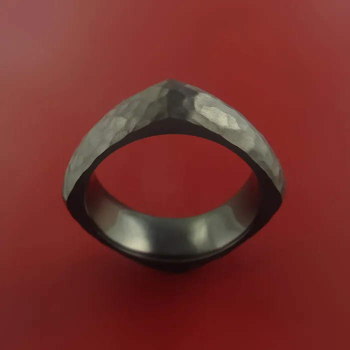 Lashbrook Rings Hammered Black Zirconium Ring Custom Made Band Lashbrook Rings Hammered Black Zirconium Ring Custom Made Band