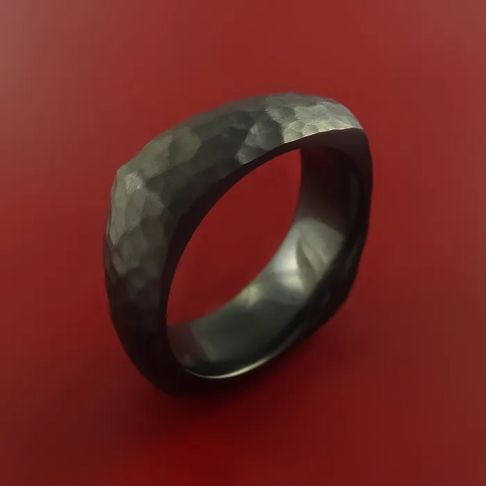 Lashbrook Rings Hammered Black Zirconium Ring Custom Made Band Lashbrook Rings Hammered Black Zirconium Ring Custom Made Band