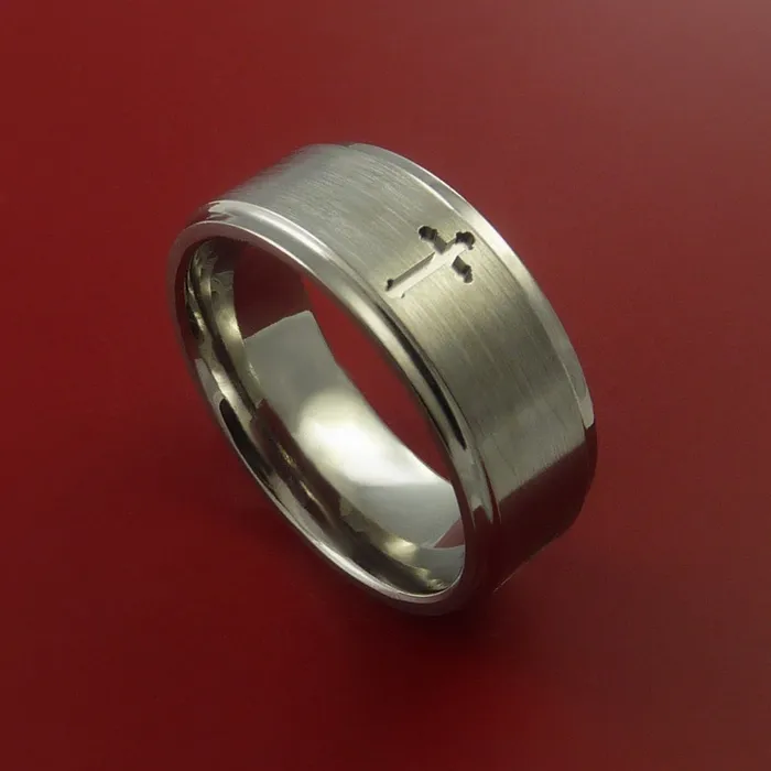 Lashbrook Rings Titanium Ring with Milled Cross Inlay Custom Made Band