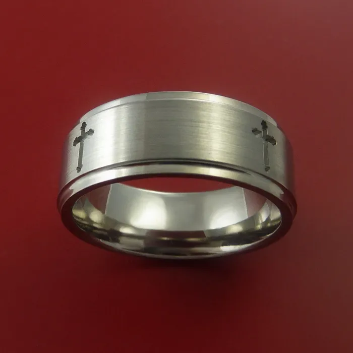 Lashbrook Rings Titanium Ring with Milled Cross Inlay Custom Made Band Lashbrook Rings Titanium Ring with Milled Cross Inlay Custom Made Band