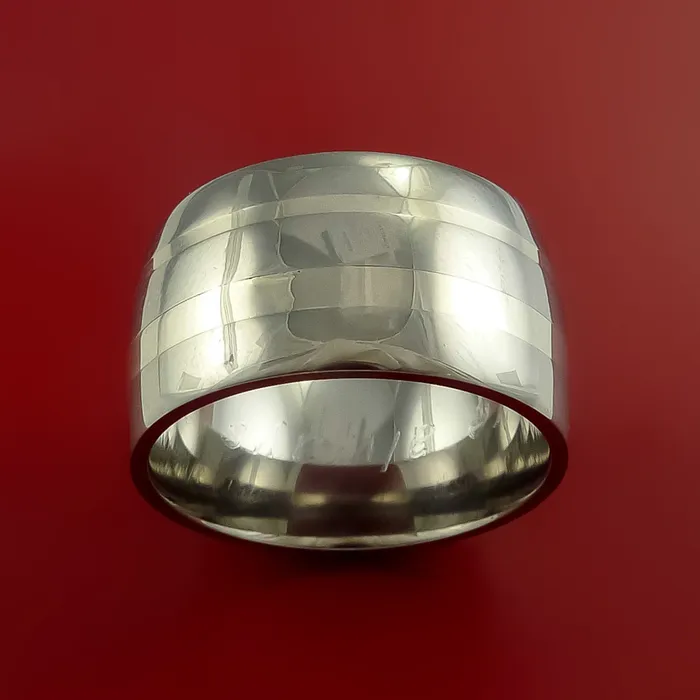 Lashbrook Rings Wide Titanium Ring with 14K White Gold Inlays Custom Made Band