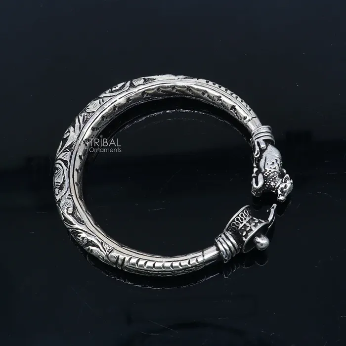 Lord Shiva lingam With Nandi maharaj design 925 sterling silver handmade bangle bracelet kada nsk844 TRIBAL ORNAMENTS Bracelets