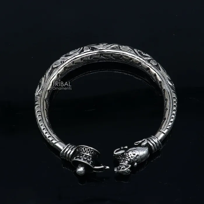 Lord Shiva lingam With Nandi maharaj design 925 sterling silver handmade bangle bracelet kada nsk844 TRIBAL ORNAMENTS Bracelets