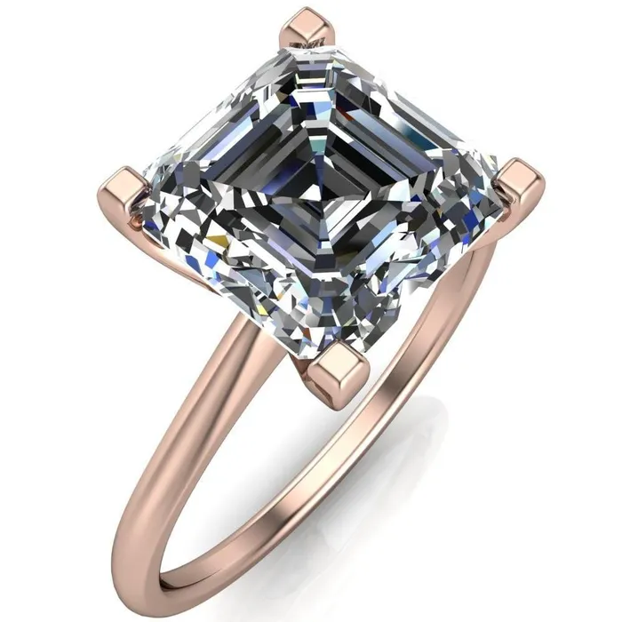 Lorraine Asscher Moissanite Solitaire High Shoulder Ring Fire Brilliance Rings