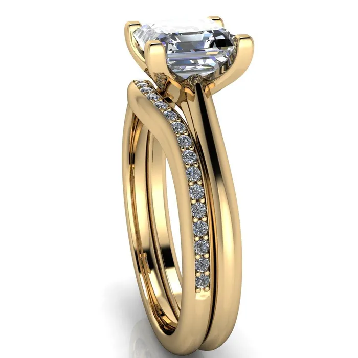 Lorraine Asscher Moissanite Solitaire High Shoulder Ring Fire Brilliance Rings