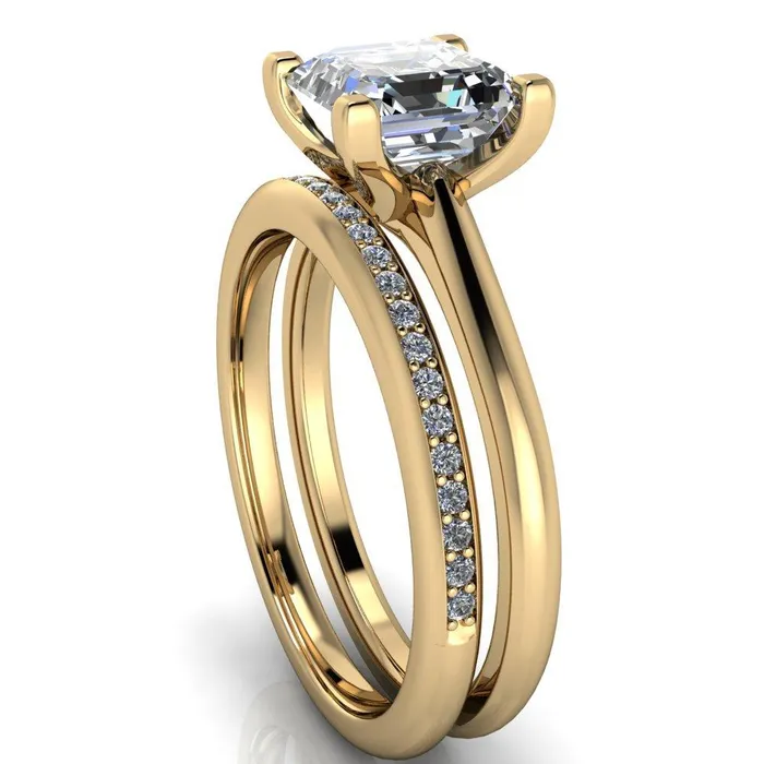 Lorraine Asscher Moissanite Solitaire High Shoulder Ring Fire Brilliance Rings