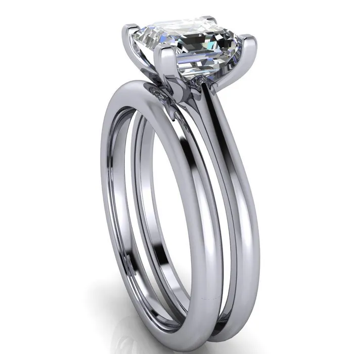 Lorraine Asscher Moissanite Solitaire High Shoulder Ring Fire Brilliance Rings
