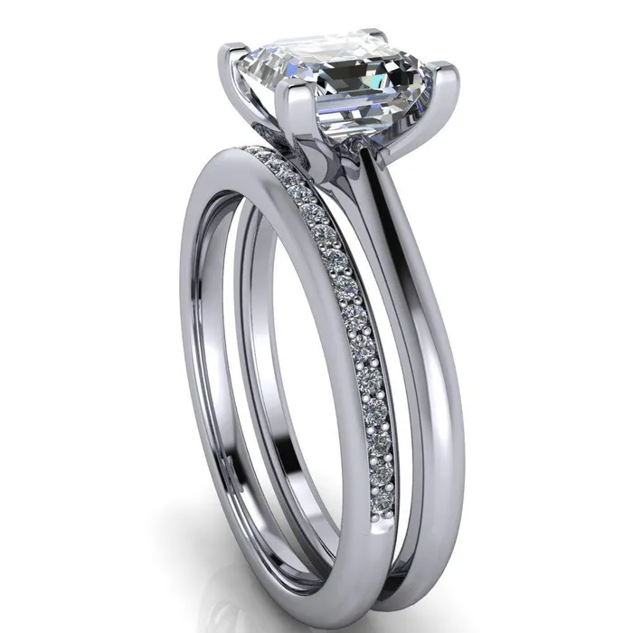Lorraine Asscher Moissanite Solitaire High Shoulder Ring Fire Brilliance Rings
