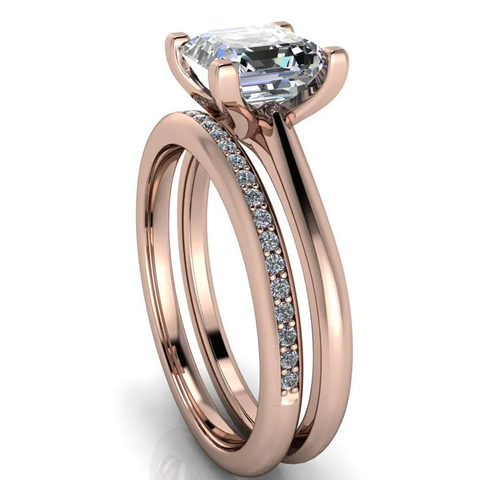Lorraine Asscher Moissanite Solitaire High Shoulder Ring Fire Brilliance Rings