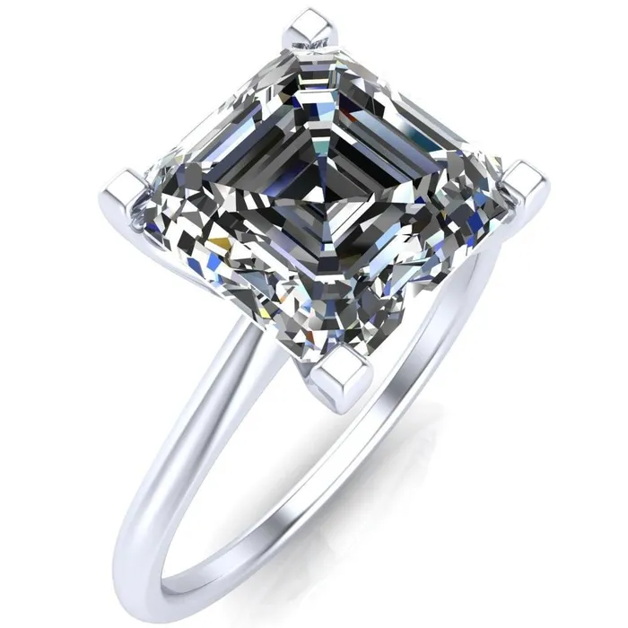 Lorraine Asscher Moissanite Solitaire High Shoulder Ring Fire Brilliance Rings