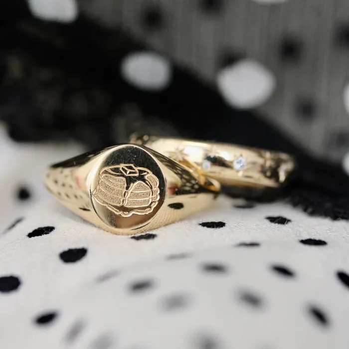Made By Gem Breakfast Rings Pancake Engraved Signet Ring