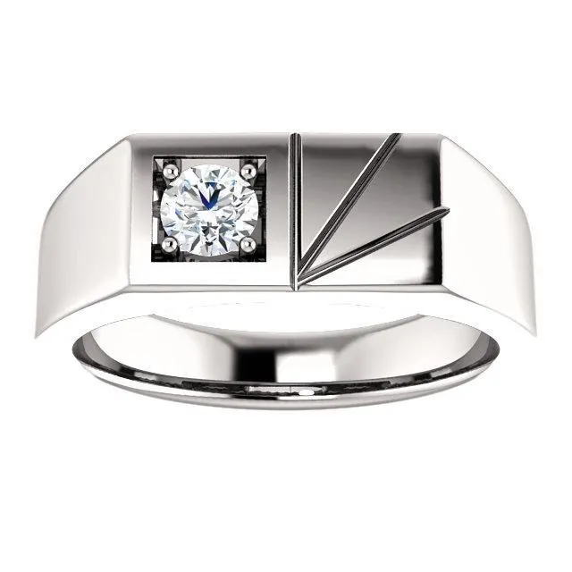 Matthew Round Mens Showcase Signet Ring Fire Brilliance Rings