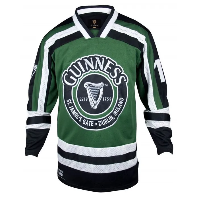 Mimi Imports Rings GUINNESS GREEN WHITE HARP HOCKEY SHIRT