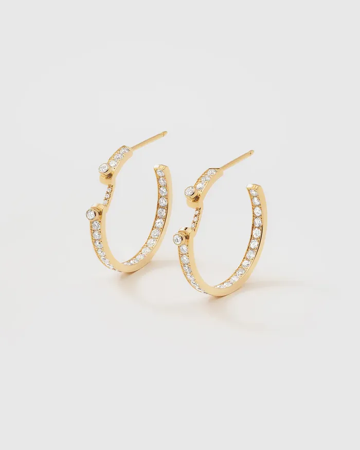 Mood Earrings Eternity Tuxedo Mood Hoops in Yellow Gold