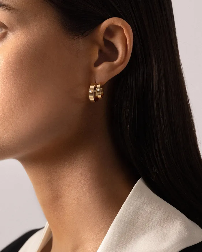 Mood Earrings Monday Morning Mood Double Hoops in Yellow Gold Mood Earrings Monday Morning Mood Double Hoops in Yellow Gold