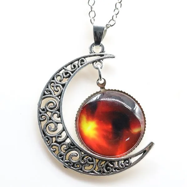 N1875 Silver Moon Stargazer Necklace with FREE Earrings 01 Necklaces