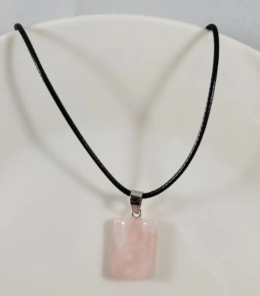 N772 Hint of Pink Half Barrel Natural Quartz Stone on Leather Cord Necklace with FREE Earrings POLLY Necklaces N772 Hint of Pink Half Barrel Natural Quartz Stone on Leather Cord Necklace with FREE Earrings POLLY Necklaces