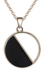 N914 Dainty Gold Black Half Dot Necklace with FREE Earrings 02 Necklaces