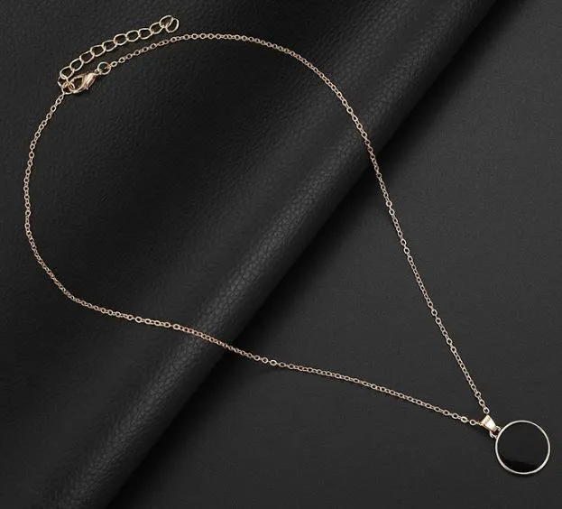 N914 Dainty Gold Black Half Dot Necklace with FREE Earrings 02 Necklaces