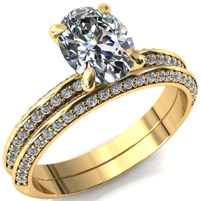 Nancy Oval Center Stone 4 Prong 12 Eternity Diamond Knife Shank Accent Engagement Ring Fire Brilliance Rings Nancy Oval Center Stone 4 Prong 12 Eternity Diamond Knife Shank Accent Engagement Ring Fire Brilliance Rings