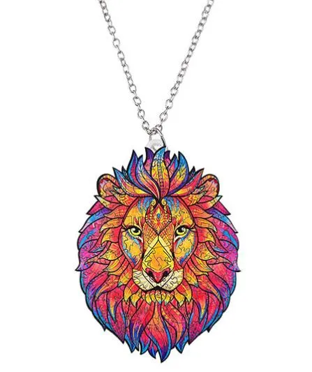 Necklaces 02 N1148 Silver Colorful Acrylic Lion Necklace with FREE Earrings