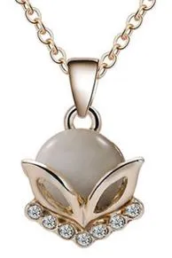 Necklaces 02 N900 Dainty Gold Moonstone Diamond Necklace with FREE Earrings