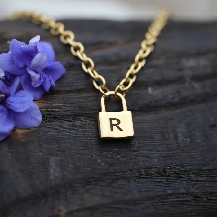 Necklaces 18K GoldFilled Padlock Choker Necklace Personalized Initial Necklace for Women Jewelvers Necklaces 18K GoldFilled Padlock Choker Necklace Personalized Initial Necklace for Women Jewelvers