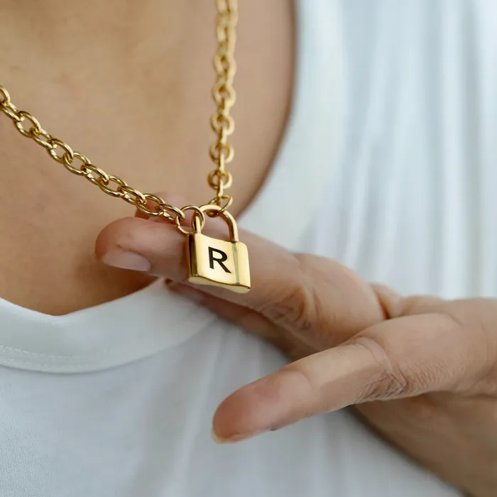 Necklaces 18K GoldFilled Padlock Choker Necklace Personalized Initial Necklace for Women Jewelvers