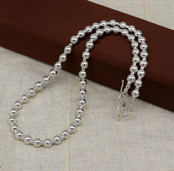 Necklaces 925 sterling silver fabulous plain shiny beaded necklace modern trendy stylish fancy wedding brides jewelry best choker necklace nec137 TRIBAL ORNAMENTS
