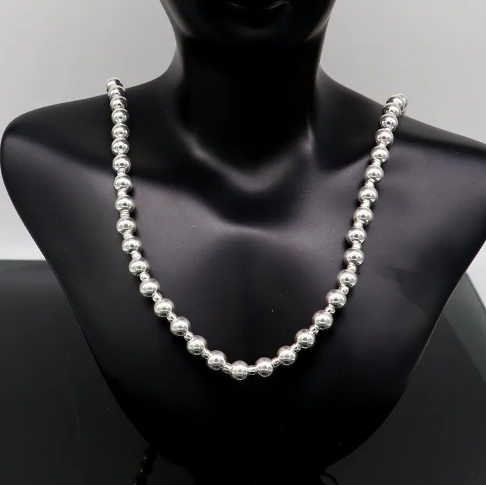 Necklaces 925 sterling silver fabulous plain shiny beaded necklace modern trendy stylish fancy wedding brides jewelry best choker necklace nec137 TRIBAL ORNAMENTS