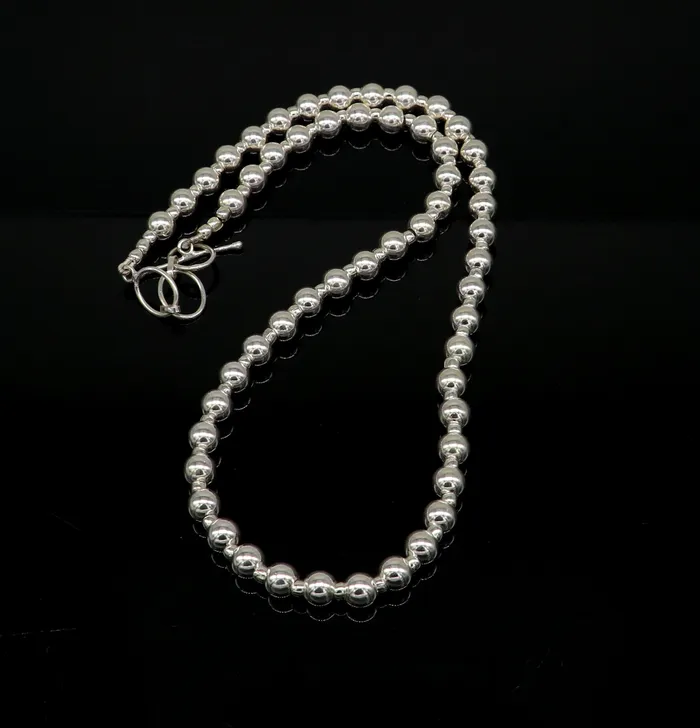 Necklaces 925 sterling silver fabulous plain shiny beaded necklace modern trendy stylish fancy wedding brides jewelry best choker necklace nec137 TRIBAL ORNAMENTS