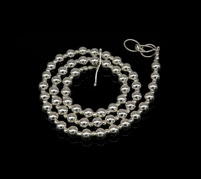 Necklaces 925 sterling silver fabulous plain shiny beaded necklace modern trendy stylish fancy wedding brides jewelry best choker necklace nec137 TRIBAL ORNAMENTS