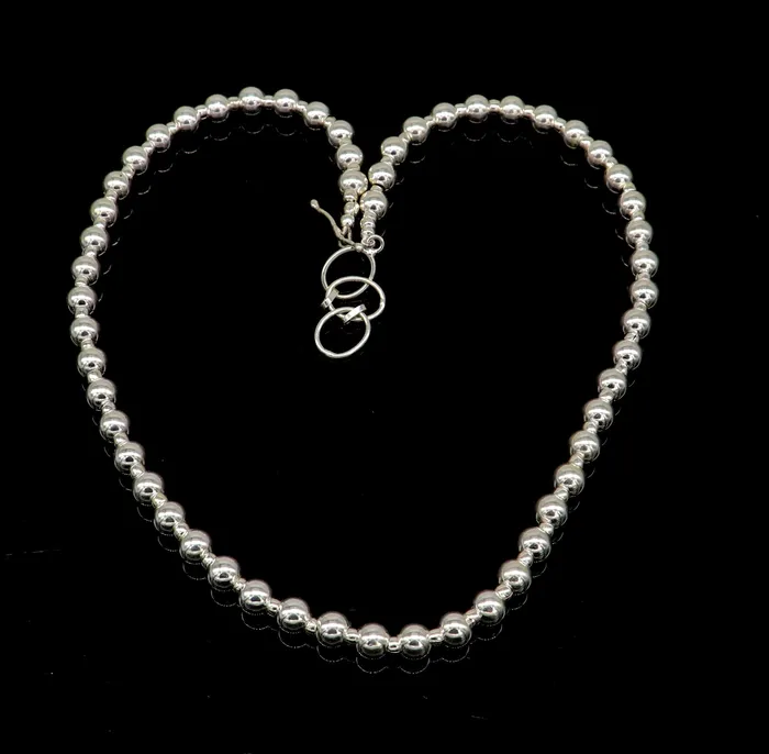 Necklaces 925 sterling silver fabulous plain shiny beaded necklace modern trendy stylish fancy wedding brides jewelry best choker necklace nec137 TRIBAL ORNAMENTS