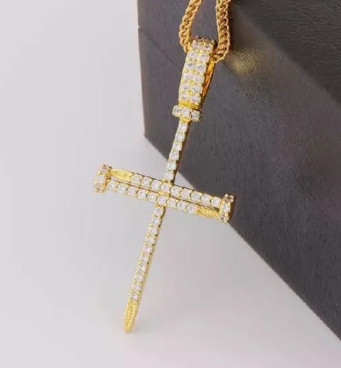 Necklaces alice AZ123 Gold Rhinestone Cross Necklace with FREE EARRINGS