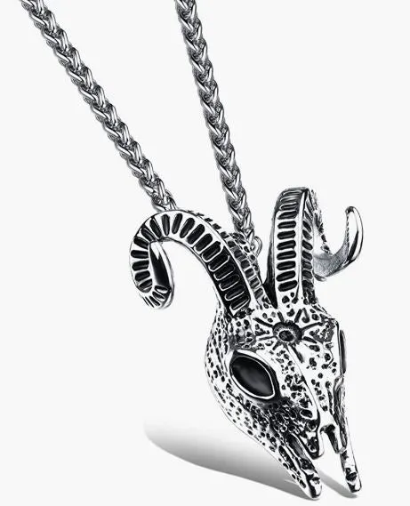Necklaces AZ653 Silver Ram Head Pendant Necklace 02