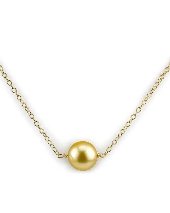 Necklaces Golden Round Solitaire 14K Pearl Necklace spt