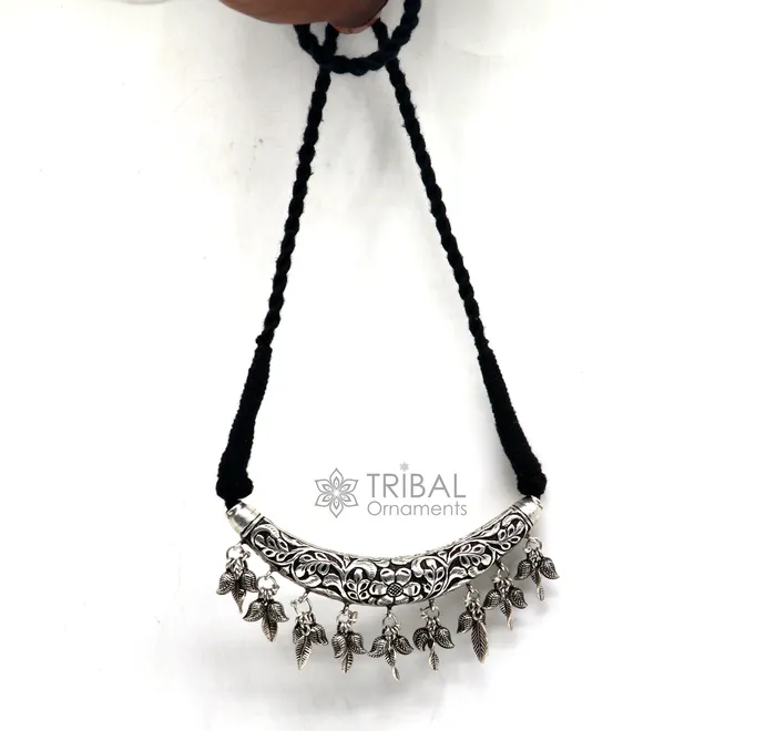 Necklaces Indian traditional cultural style trendy 925 sterling silver customized kandrai work charm necklace hasali choker tribal jewelry set586 TRIBAL ORNAMENTS Necklaces Indian traditional cultural style trendy 925 sterling silver customized kandrai work charm necklace hasali choker tribal jewelry set586 TRIBAL ORNAMENTS