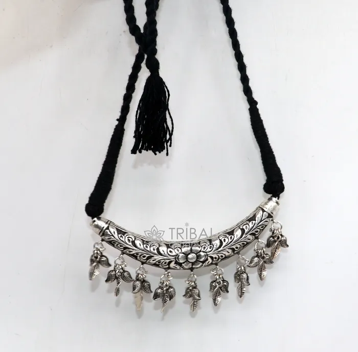 Necklaces Indian traditional cultural style trendy 925 sterling silver customized kandrai work charm necklace hasali choker tribal jewelry set586 TRIBAL ORNAMENTS Necklaces Indian traditional cultural style trendy 925 sterling silver customized kandrai work charm necklace hasali choker tribal jewelry set586 TRIBAL ORNAMENTS
