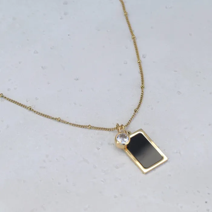 Necklaces Jewelvers 18k Gold Filled Necklace Birthstone Necklace Black Pendant Necklace Necklaces Jewelvers 18k Gold Filled Necklace Birthstone Necklace Black Pendant Necklace