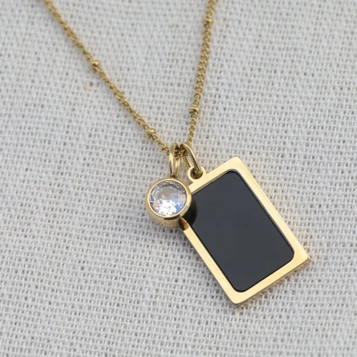 Necklaces Jewelvers 18k Gold Filled Necklace Birthstone Necklace Black Pendant Necklace