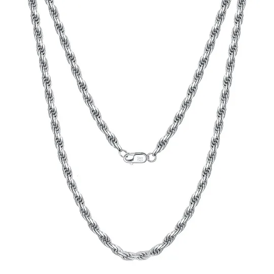 Necklaces Jewelvers 925 Sterling Silver Rope Chain Necklace