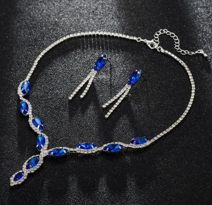 Necklaces polly N1054 Silver Royal Blue Gemstone Rhinestone Necklace with FREE Earrings Necklaces polly N1054 Silver Royal Blue Gemstone Rhinestone Necklace with FREE Earrings