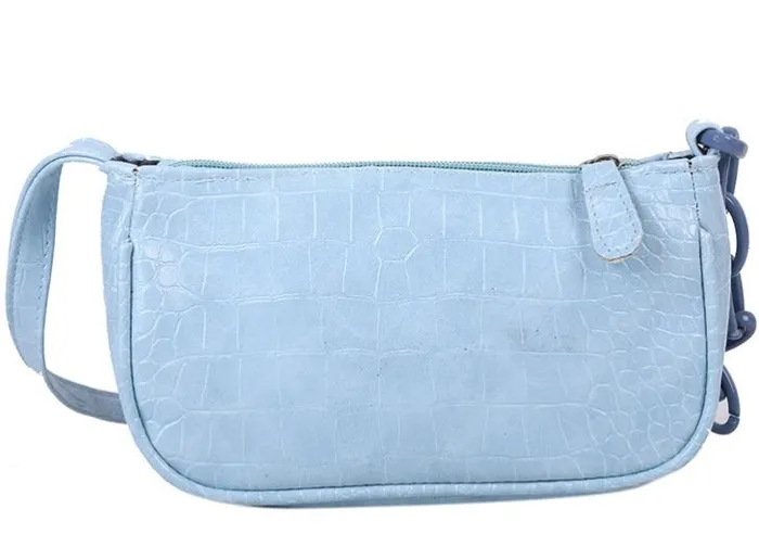 Necklaces polly PB88 Light Blue Crocodile Pattern Chain Accent Purse
